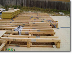 Photo of timber sub-floor framing.