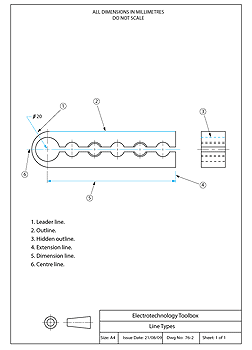 Sample diagram showing common line types