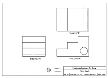 Example diagram showing third angle projection