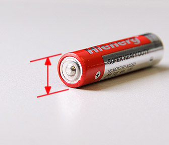 Photo showing the diameter of a AAA battery.