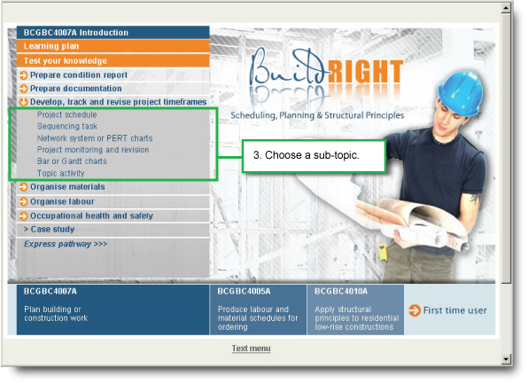 Screen capture of the home page of the Toolbox and instructions to choose a competency then choose a sub-topic.