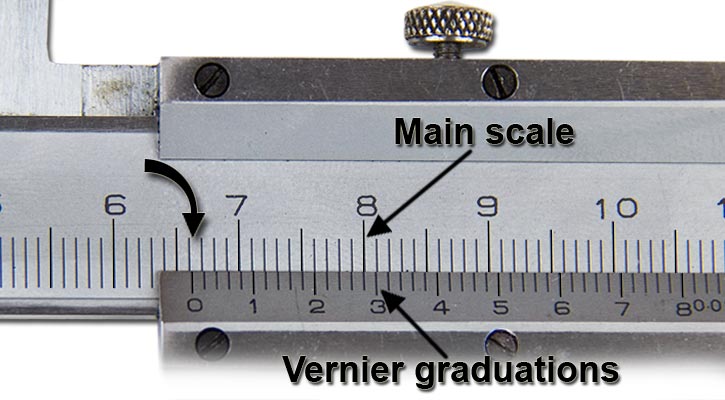 Image showing reading on the vernier scale between 66mm and 67mm