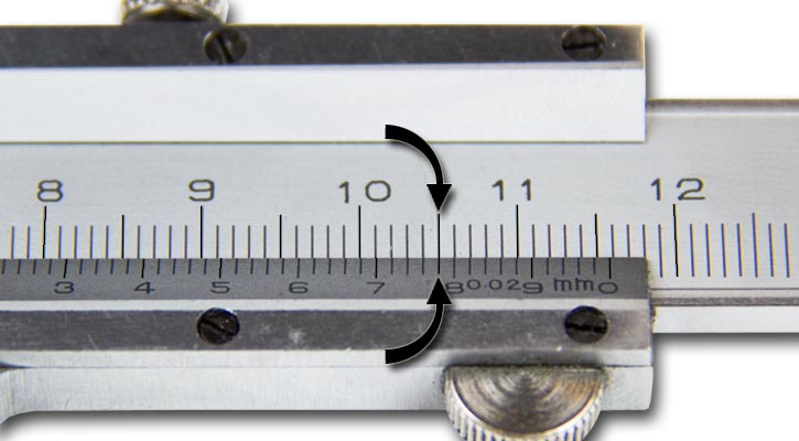 Image showing alignment of graduations on the vernier scale to read 0.78mm