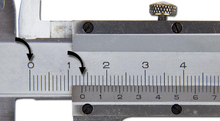 Image showing reading 13 whole millimetres on the vernier scale