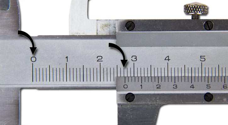 Image showing reading whole millimetres on the vernier scale
