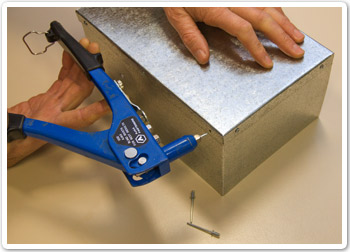 Photo showing joining sheet metal using pop rivets