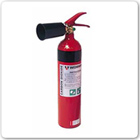 Picture of a red fire extinguisher with a black coloured band