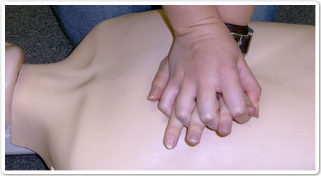 CPR being performed on a dummy