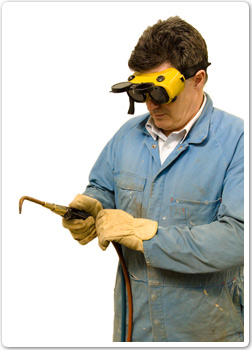 Photo of worker wearing clothing for brazing