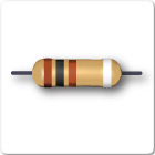 Image of three band resistor, brown, black, brown and silver tolerance