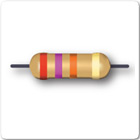 Image of three band resistor, red, purple, orange and gold tolerance