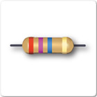 Image of three band resistor, red, purple, blue and gold tolerance