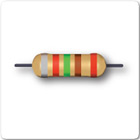 Image of four band resistor, grey, red, green, brown and red tolerance