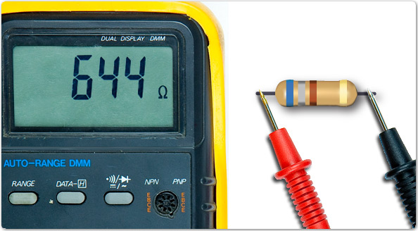 Image showing 644 ohms on three band resistor, blue, grey, brown and gold tolerance