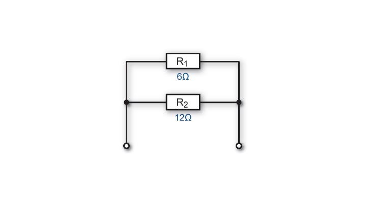 Circuit diagram showing two resistors connected in parallel