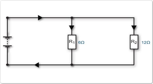 Circuit diagram showing two resistors connected in parallel