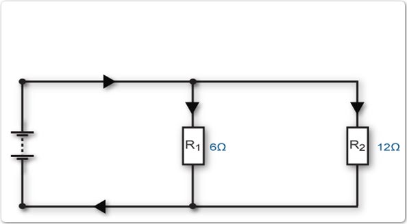 Circuit diagram showing two resistors connected in parallel