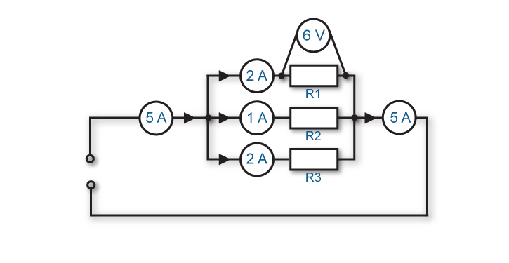 Circuit diagram showing resistors in parallel