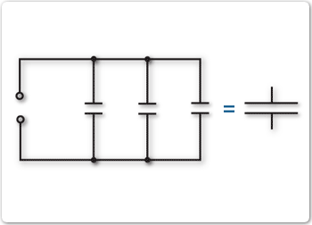 Circuit diagram of a three capacitors connected in parallel