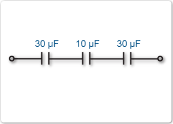 Circuit diagram of a three capacitors connected in series