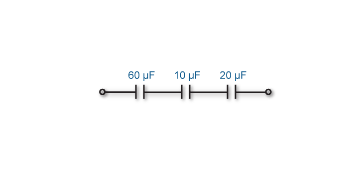 Circuit diagram of a three capacitors connected in series