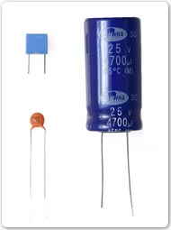 Picture of three different capacitors