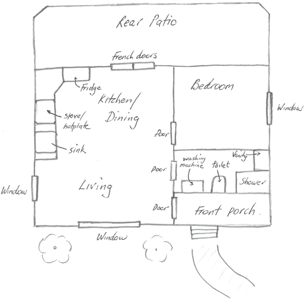 Sketch of a one bedroom unit