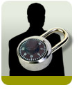 Man with combination lock