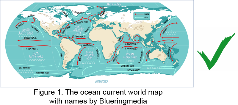 ocean current world map with caption